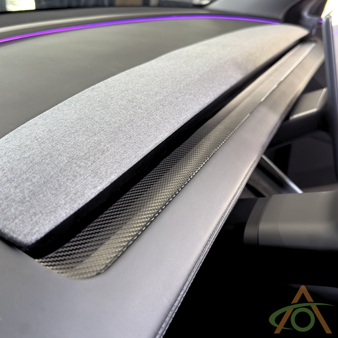 Black Carbon Fiber vinyl dash wrap for the Refreshed Model 3 & Y (Highland & Juniper)