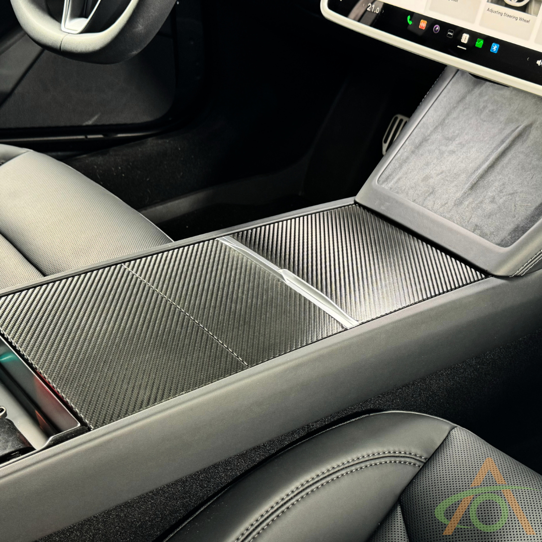 Black Carbon Fiber Center Console Wrap for the Refreshed Tesla Model 3 & Y