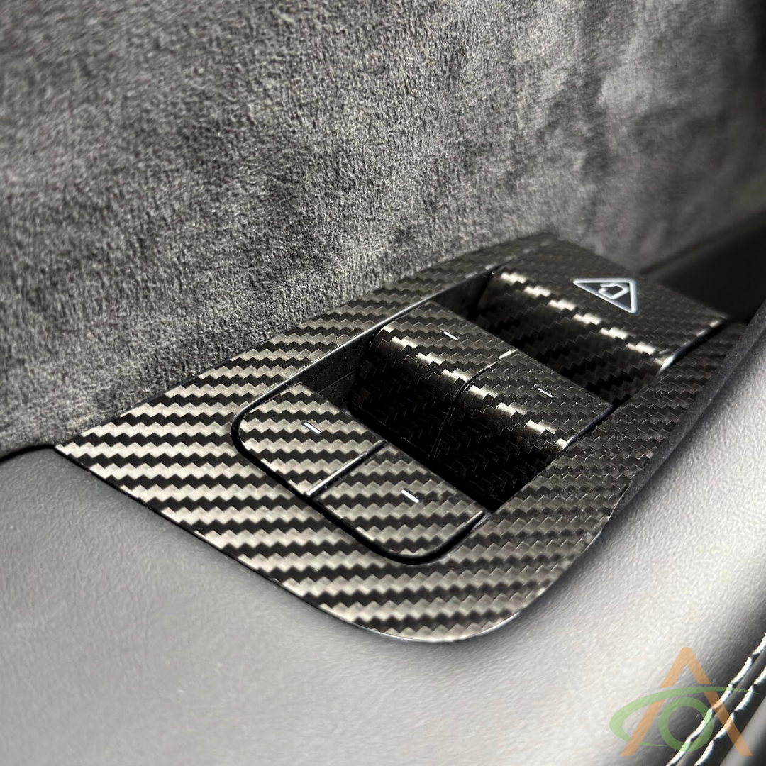 Black Carbon Fiber Door Control Wrap for Tesla Refreshed Model 3 & Y
