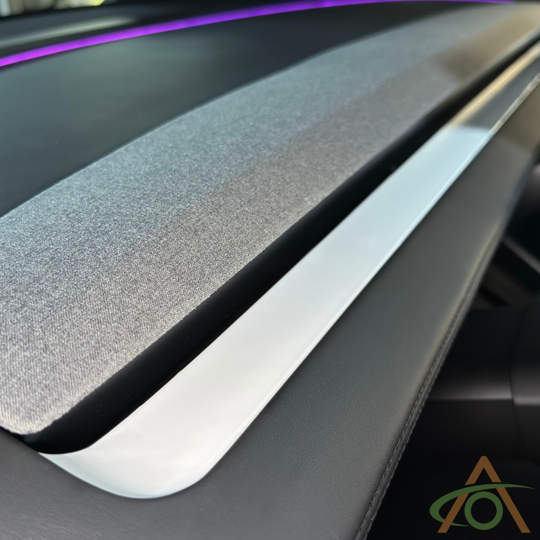 Satin White vinyl dash wrap for the Refreshed Model 3 & Y (Highland & Juniper)