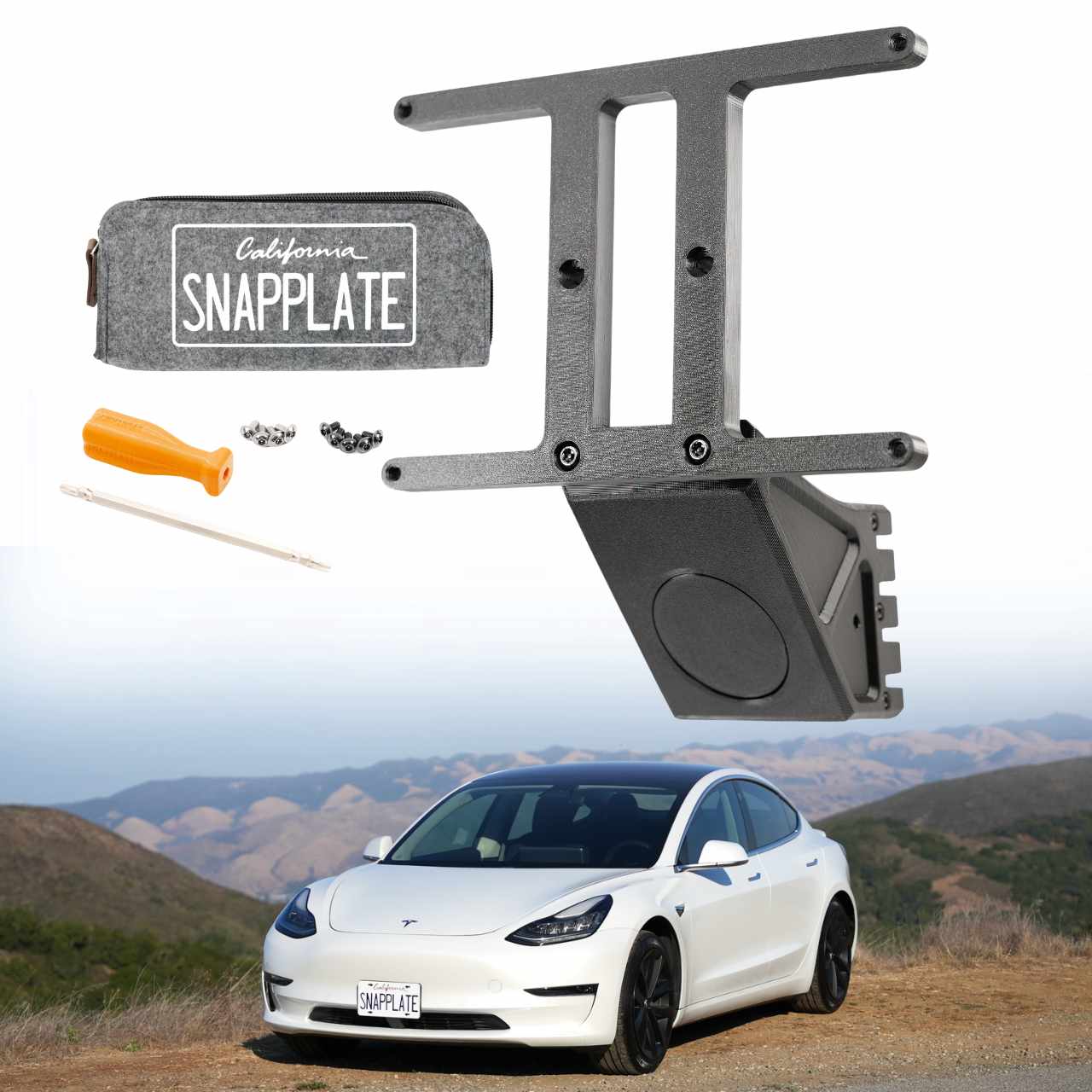 SnapPlate Front License Plate Holder for Tesla Model 3