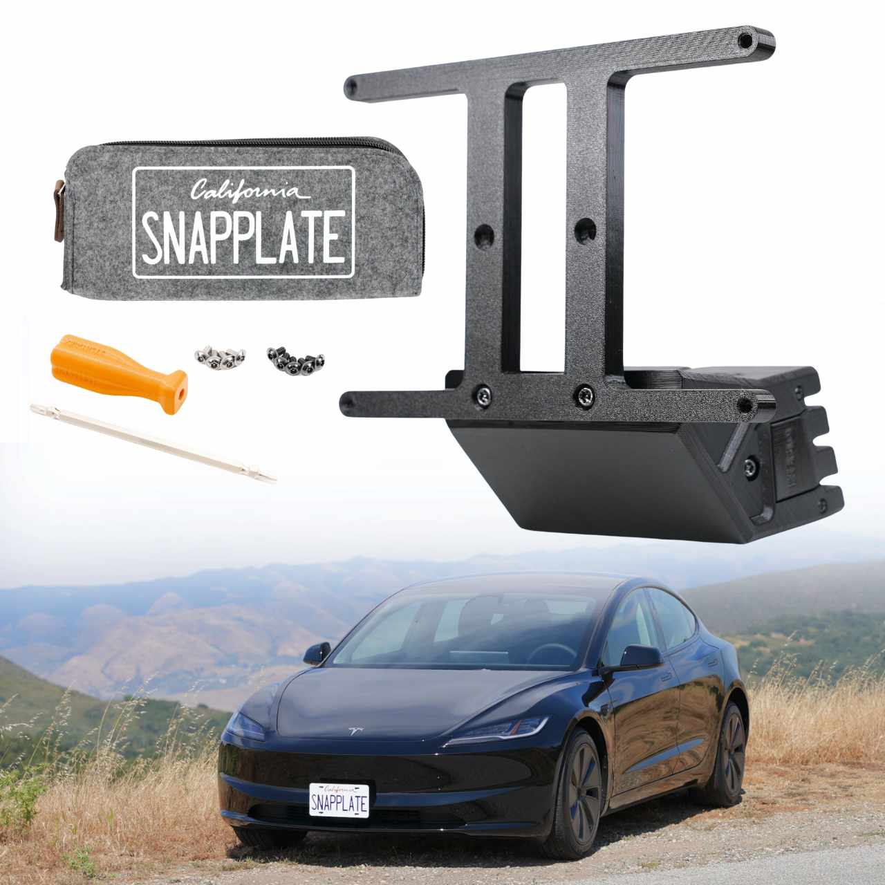 SnapPlate Front License Plate Holder for Tesla Model 3