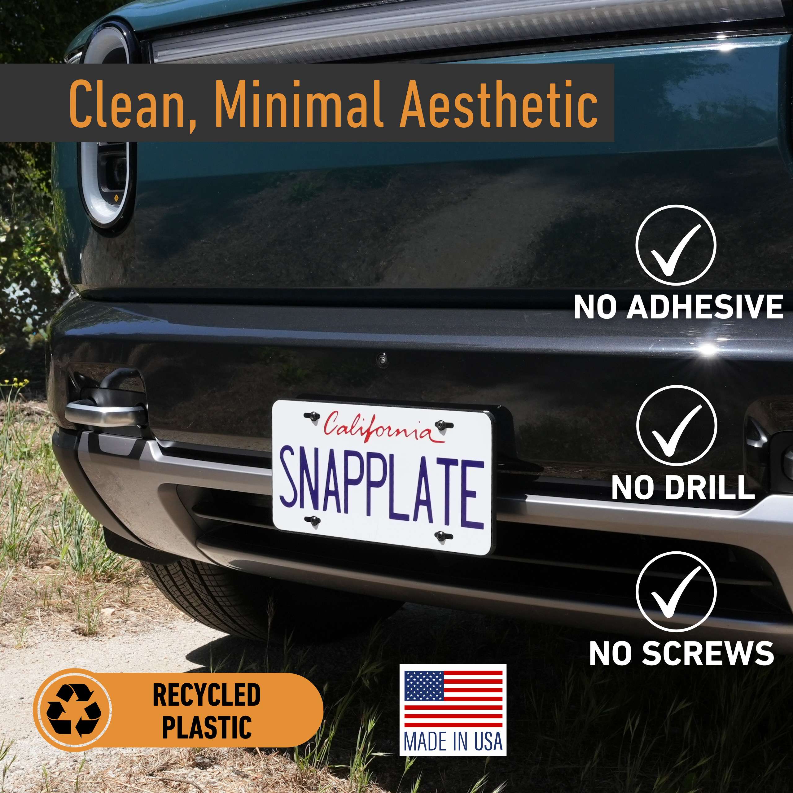 SnapPlate Front License Plate Mount for Rivian R2