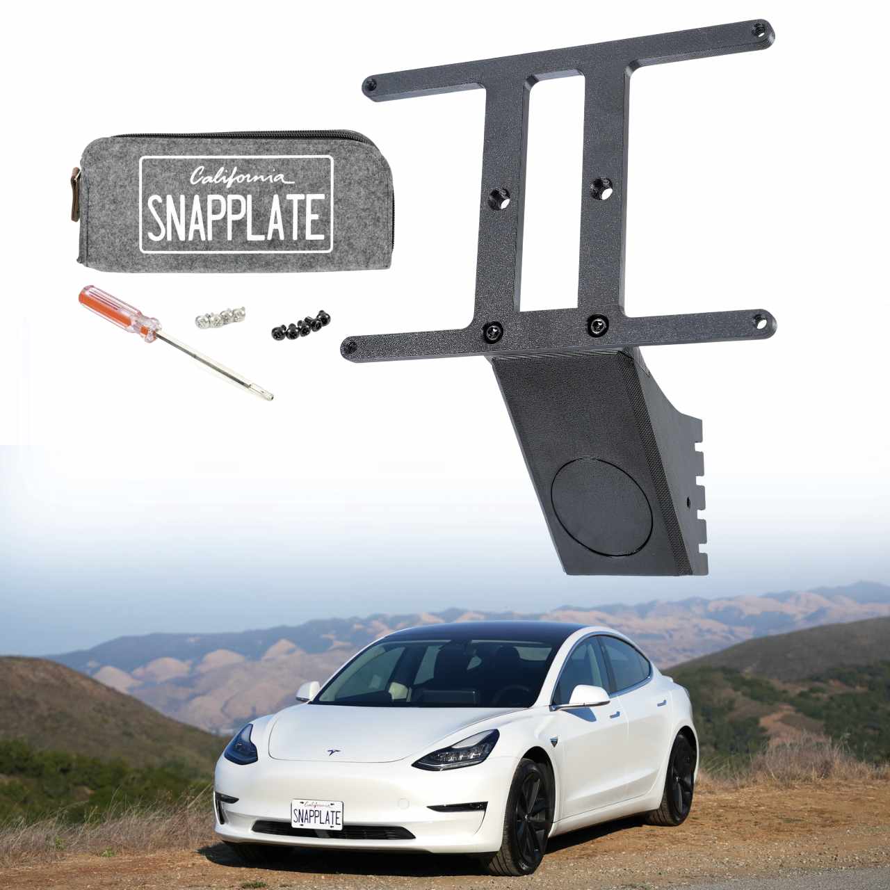 SnapPlate Front License Plate Holder for Tesla Model 3