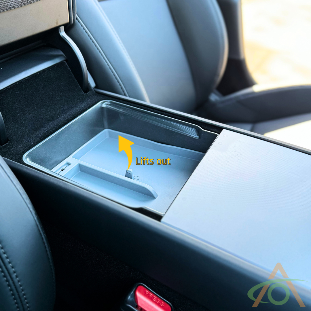 Premium dual-layer Center Console Tray (rear/armrest) for Refreshed Model 3 & Y