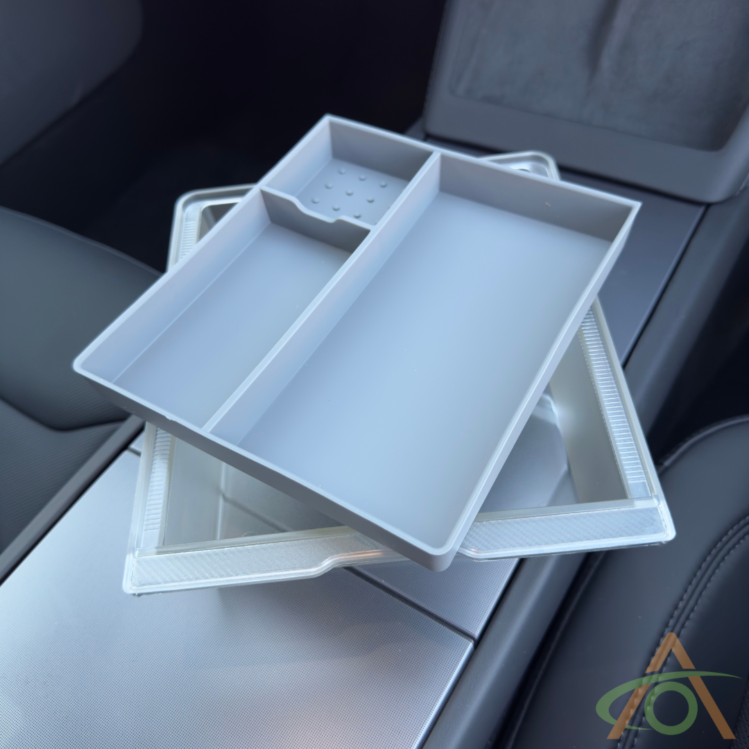 Premium dual-layer Center Console Tray (front) for Refreshed Model 3 & Y