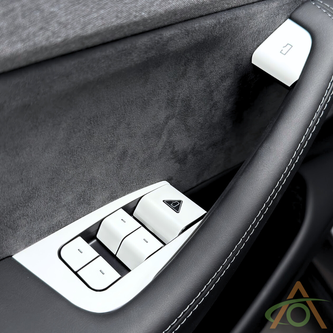 Satin White Door Control Wrap for Tesla Refreshed Model 3 & Y