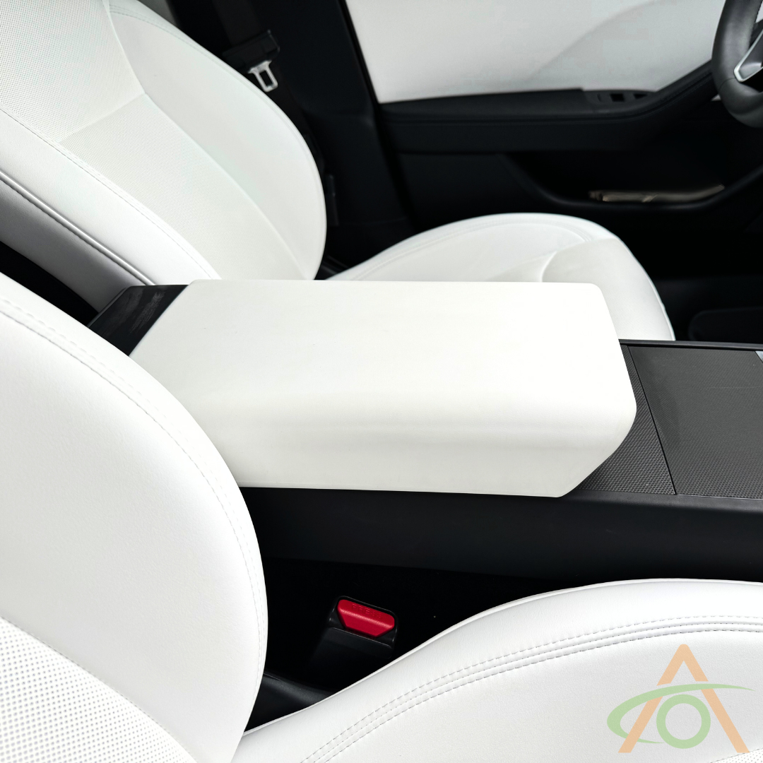 White Protective Armrest Cover For Tesla Refreshed Model 3 & Y
