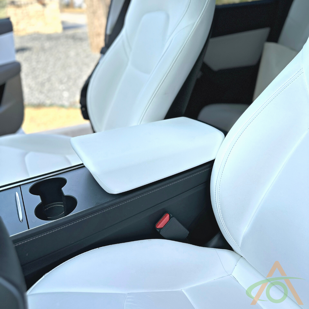 White Protective Armrest Cover For Tesla Model 3 & Y