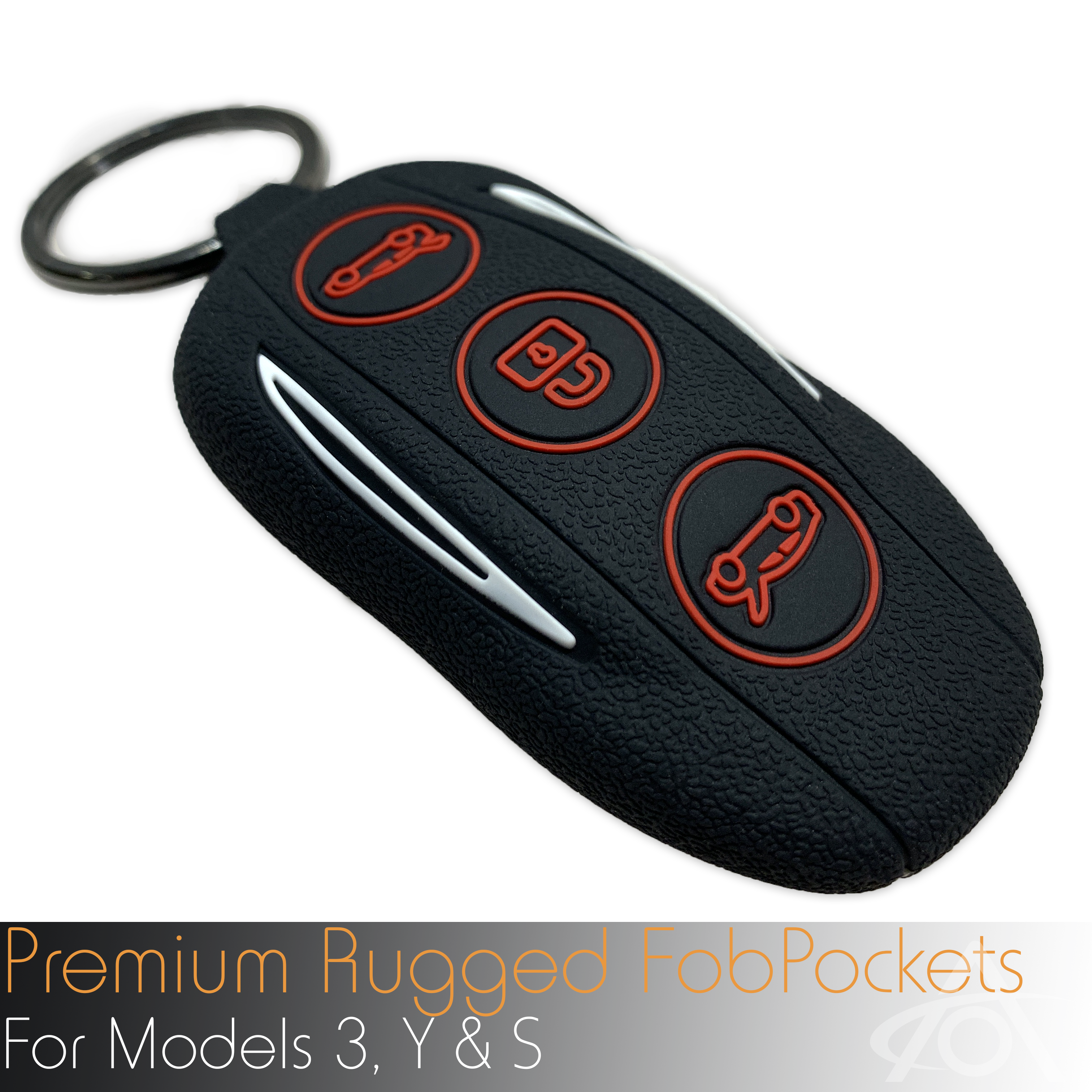 Rugged silicone FobPocket key fob case for Tesla Model S, Y & 3