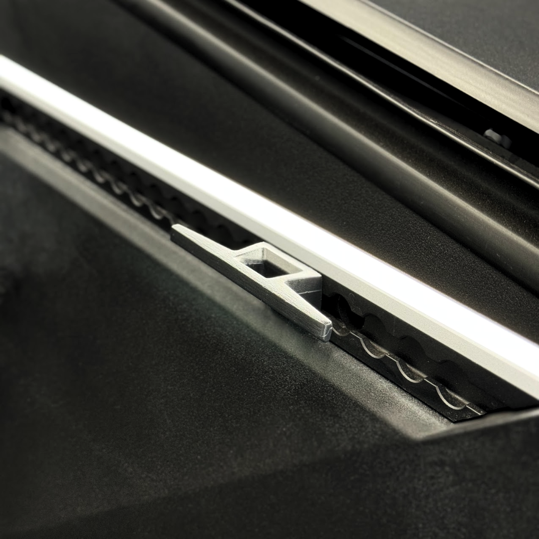 Heavy-duty L-Track Cleat for the Cybertruck Vault