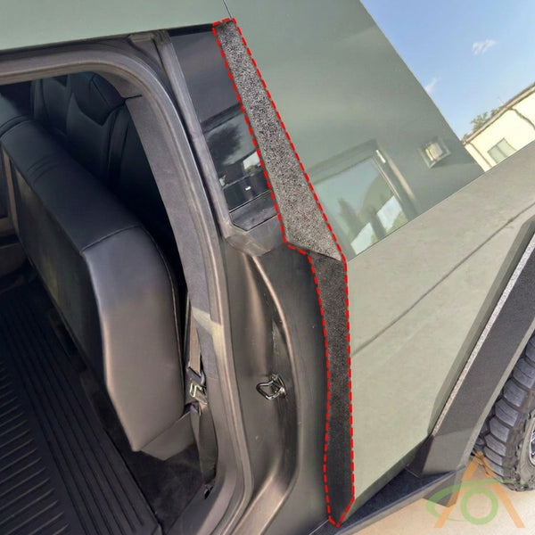 Coverage area of the Xpel Armor baffle trim for the Cybertruck