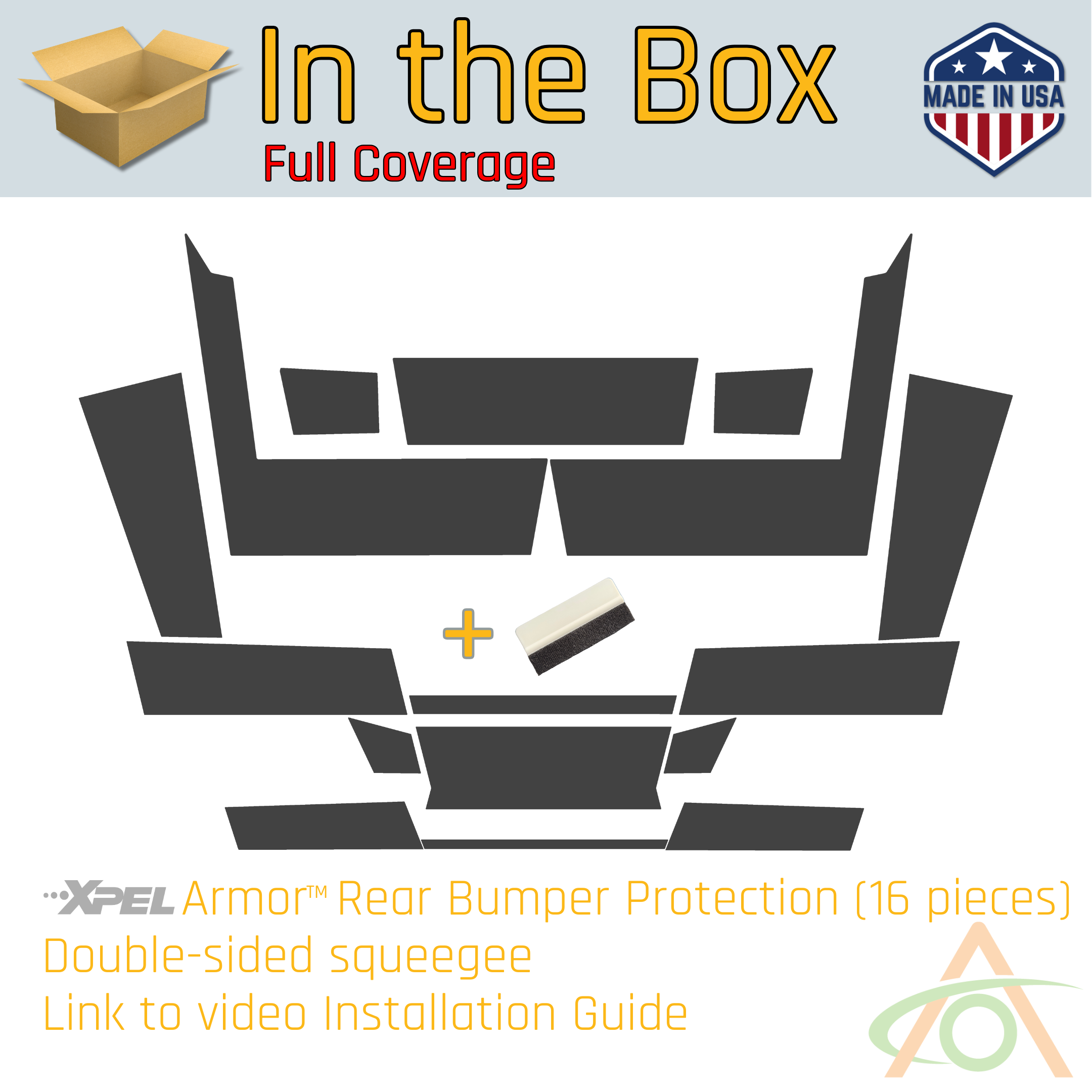 What's in the box - Full Coverage Kit (Xpel Armor for Cybertruck Rear Bumper)