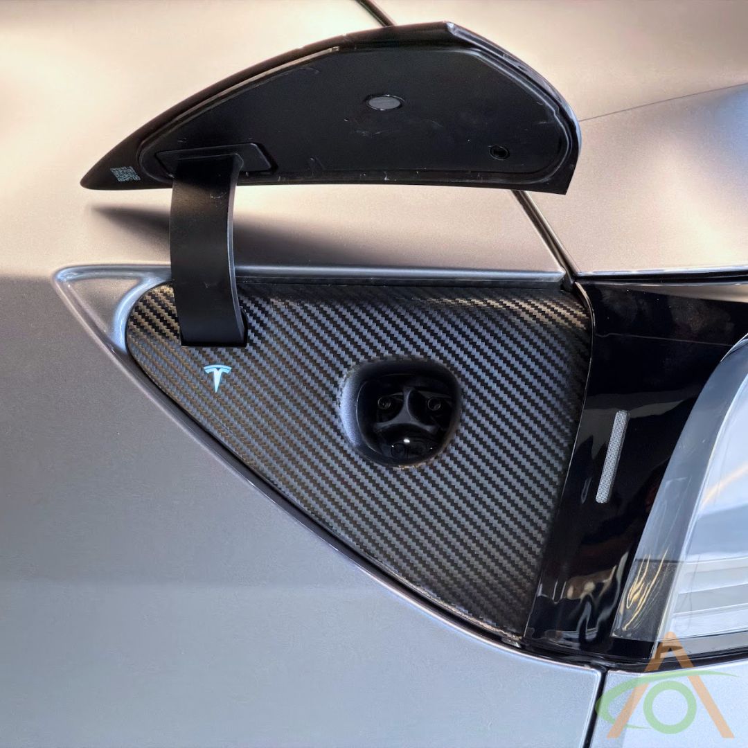 Black Carbon Fiber Port Wrap for Tesla Model 3 & Y