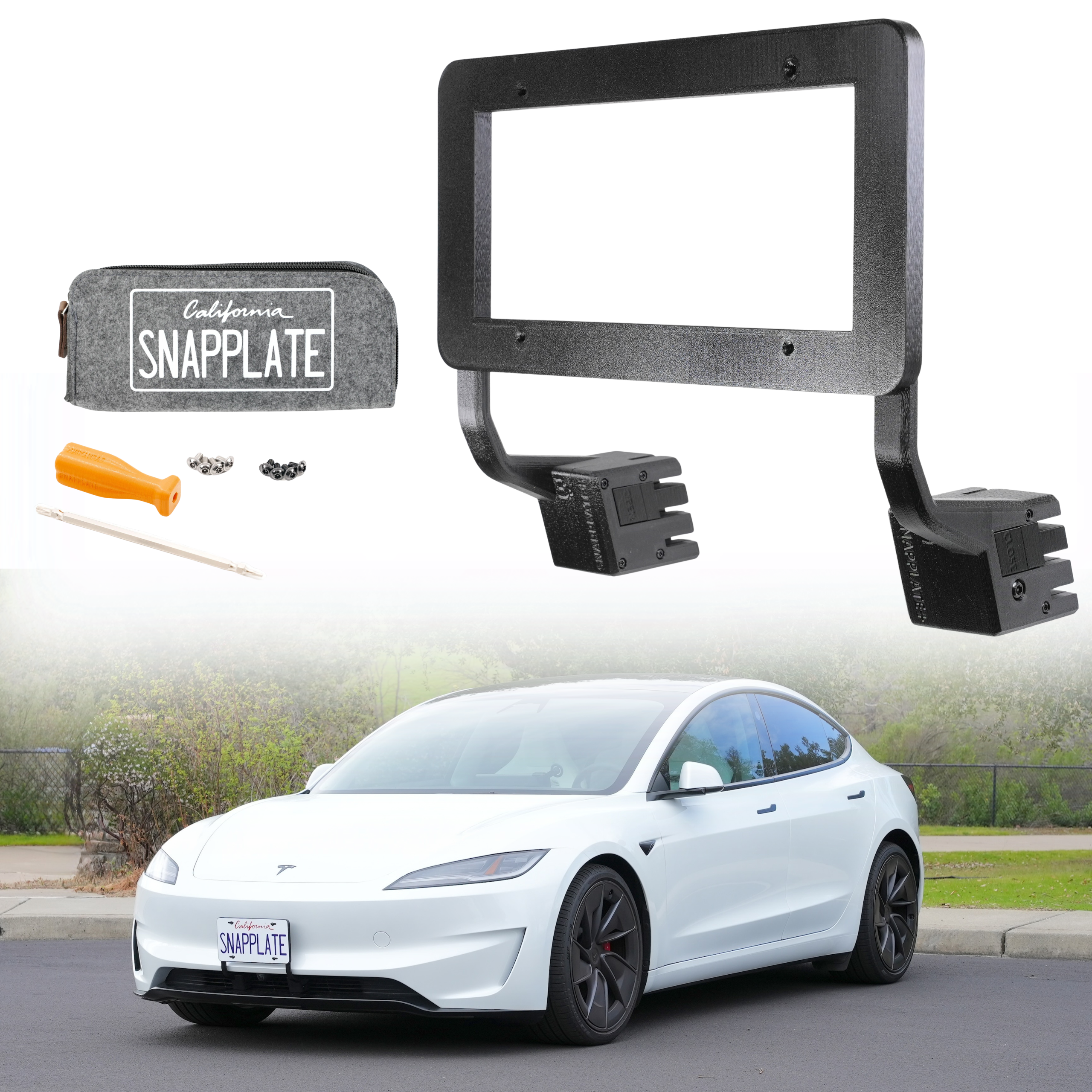 Soporte de matrícula frontal SnapPlate para Tesla Model 3