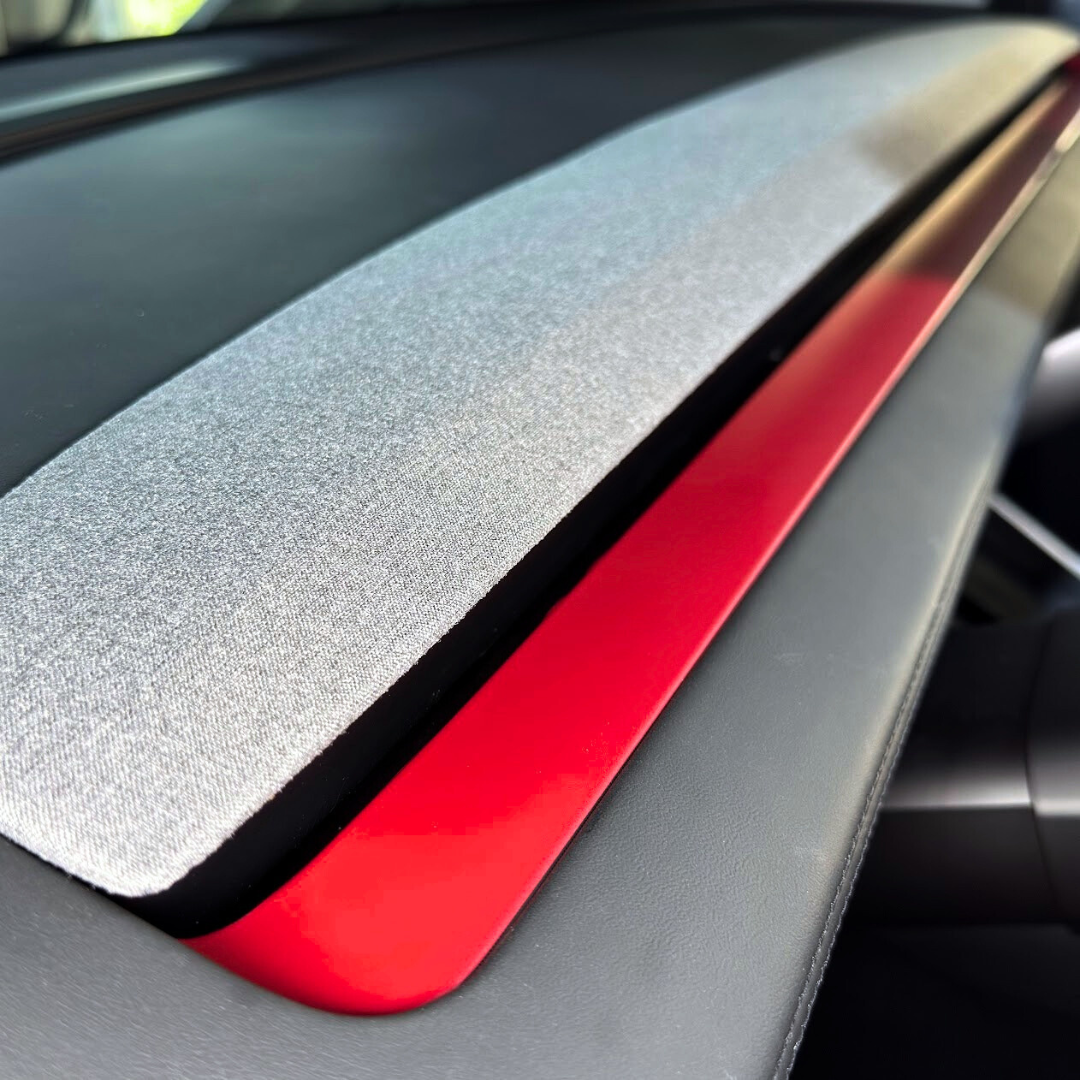 Satin Red vinyl dash wrap for the Refreshed Model 3 & Y (Highland & Juniper)