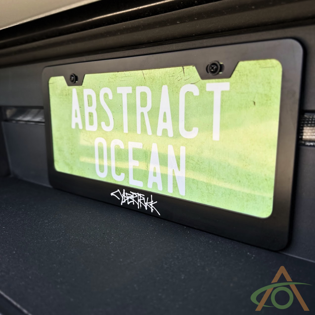 Laser-etched Cybertruck Graffiti license plate frame
