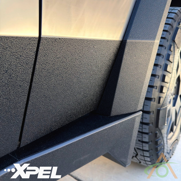 Close up of the XPel Armor Door Lower Third Coverage for the Tesla Cybertruck