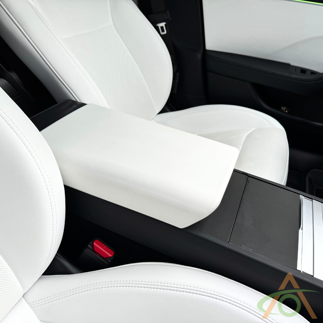 White Protective Armrest Cover For Tesla Refreshed Model 3 & Y