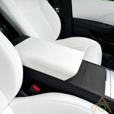 White Protective Armrest Cover For Tesla Refreshed Model 3 & Y